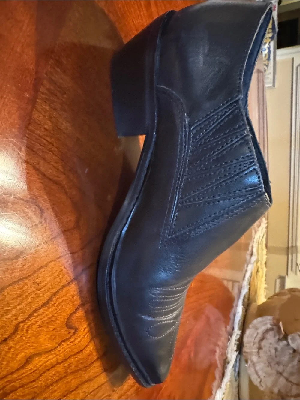 Gianni Bini Black Leather Western-Style Ankle Booties